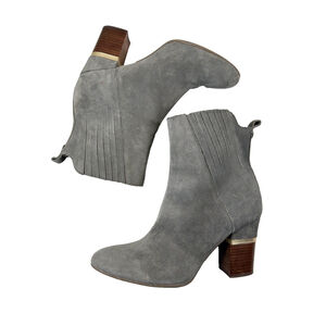 Lucca Lane Jadia Size 10 Gray Suede Block Heel Ankle Boot Pull On Booties
